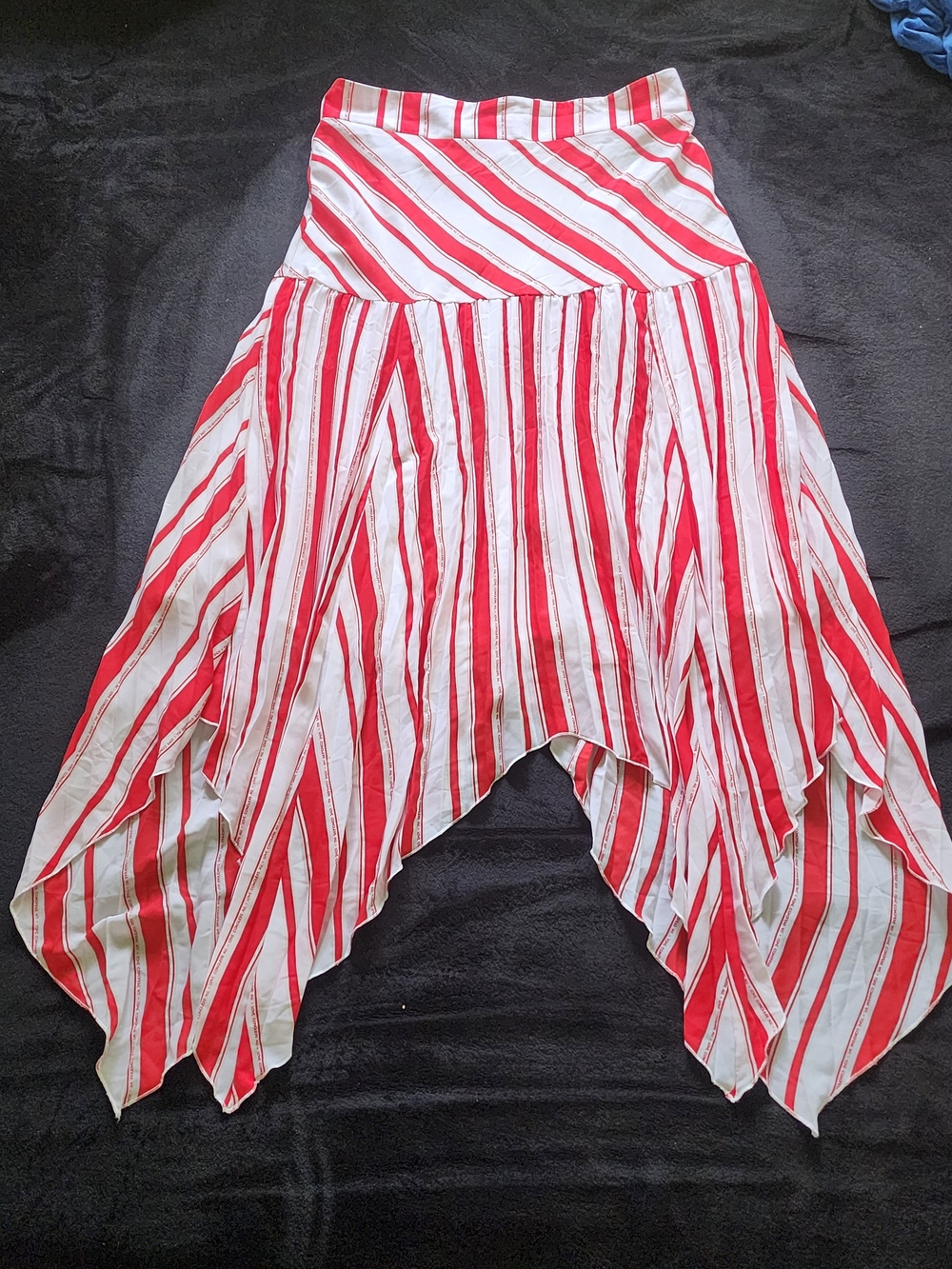 Red and White Striped Asymmetrical Women’s Strapless Dress